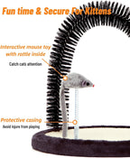 Rascador Automático para Gatos, Cepillo de Arco con Almohadilla de Sisal Tejido Resistente, Poste de Frotación y Juguete de Catnip, Rascadores para la Cara y Cuerpo del Gato, Rascadores