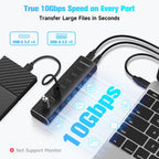 Rosonway, RSH-H7C4, hub USB 3.2 de 7 puertos, alimentado, adaptador 12V/3A
