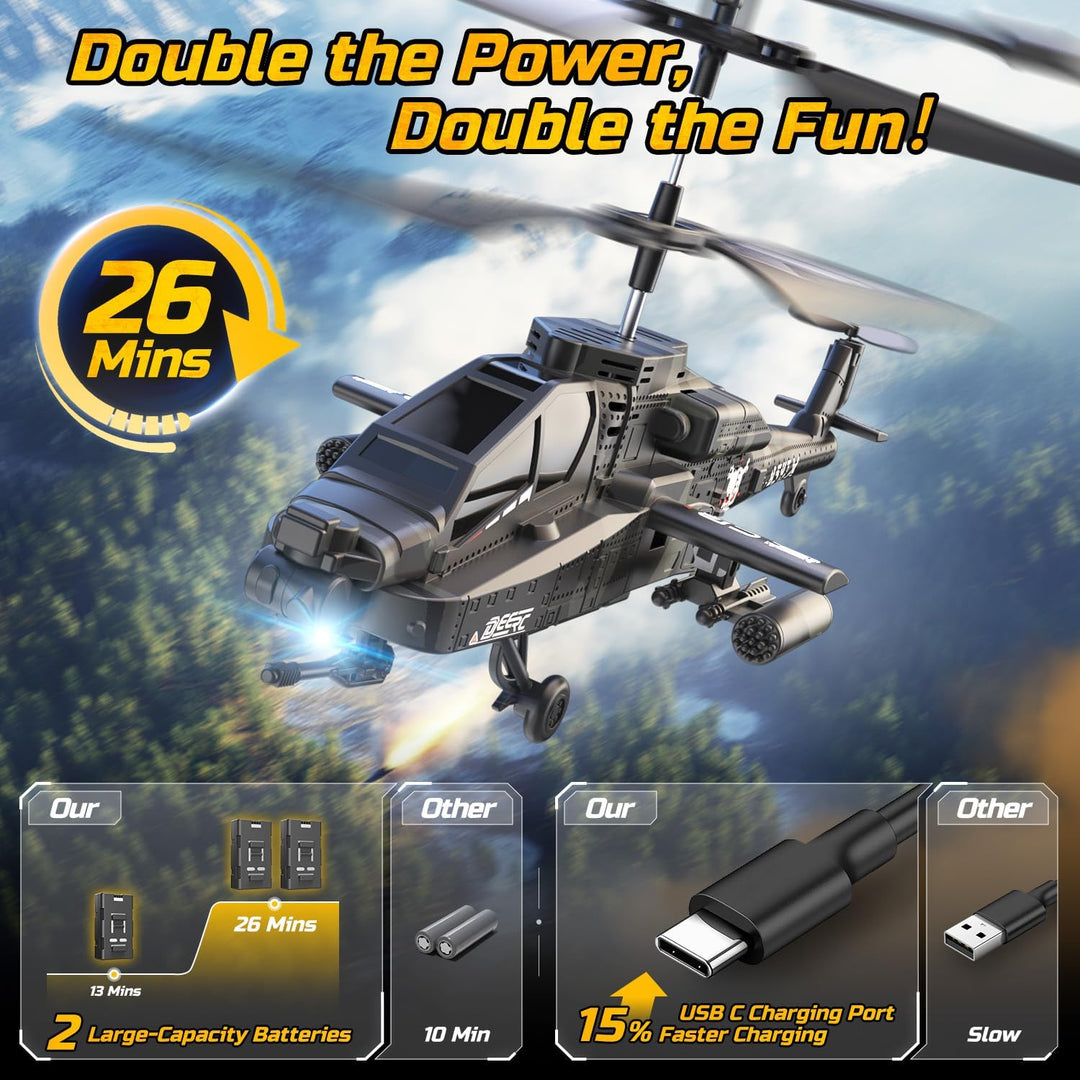 DEERC - Helicóptero RC, avión RC para niños y adultos, helicóptero...