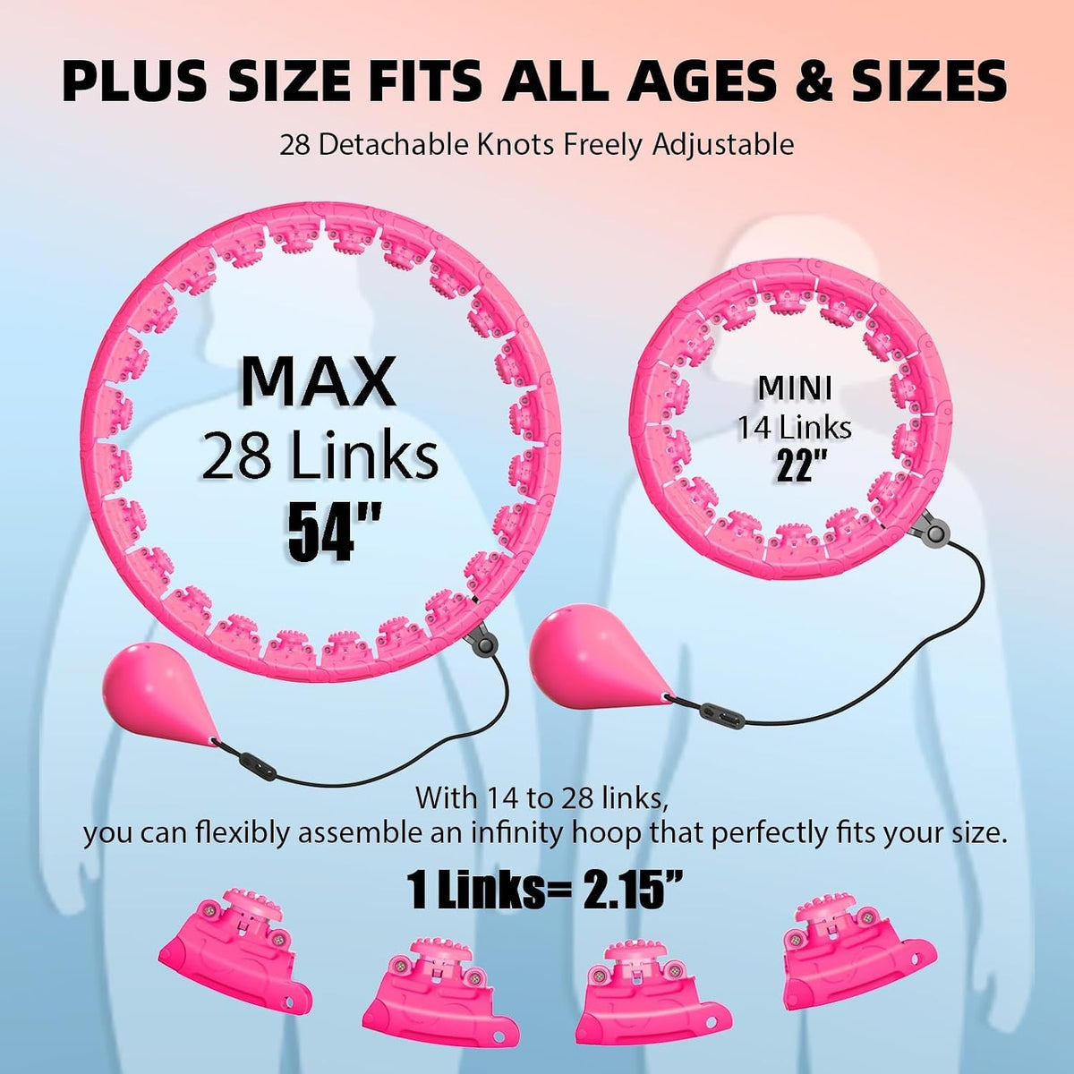 Infinity Hoop,2 en 1 Adjustable Fitness Hoop para Women Beginners