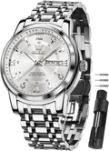 OLEVS Relojes para hombre de lujo de acero inoxidable 30M impermeable