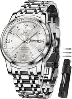 OLEVS Relojes para hombre de lujo de acero inoxidable 30M impermeable