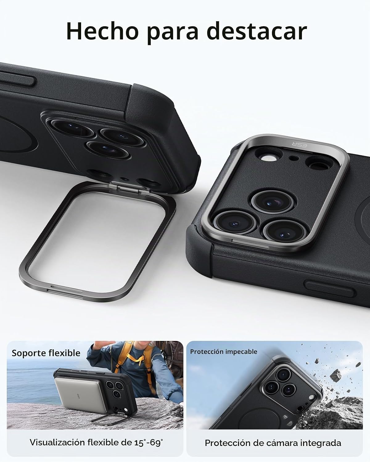 ESR Cyber Tough - Funda para iPhone 18 Pro Max/17 Pro Max con soporte