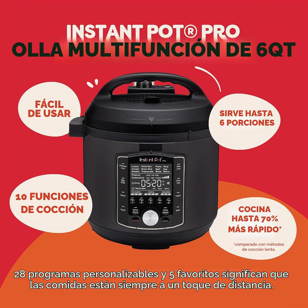 Instant Pot Pro olla eléctrica a presión 10 en 1, olla de cocción lenta, para cocinar arroz y cereales, para saltear alimentos, vaporera, cocción al vacío, esterilizador, máquina para hacer yogur y