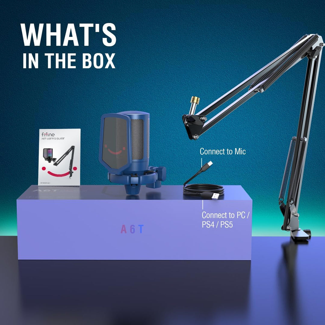 FIFINE - Kit de micrófono USB para juegos, transmisión, grabación y...