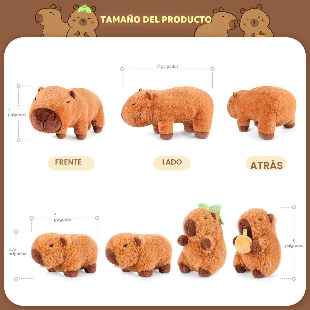 SuzziPals Peluches Capybara 5 en 1 con bebés en el interior, juego...