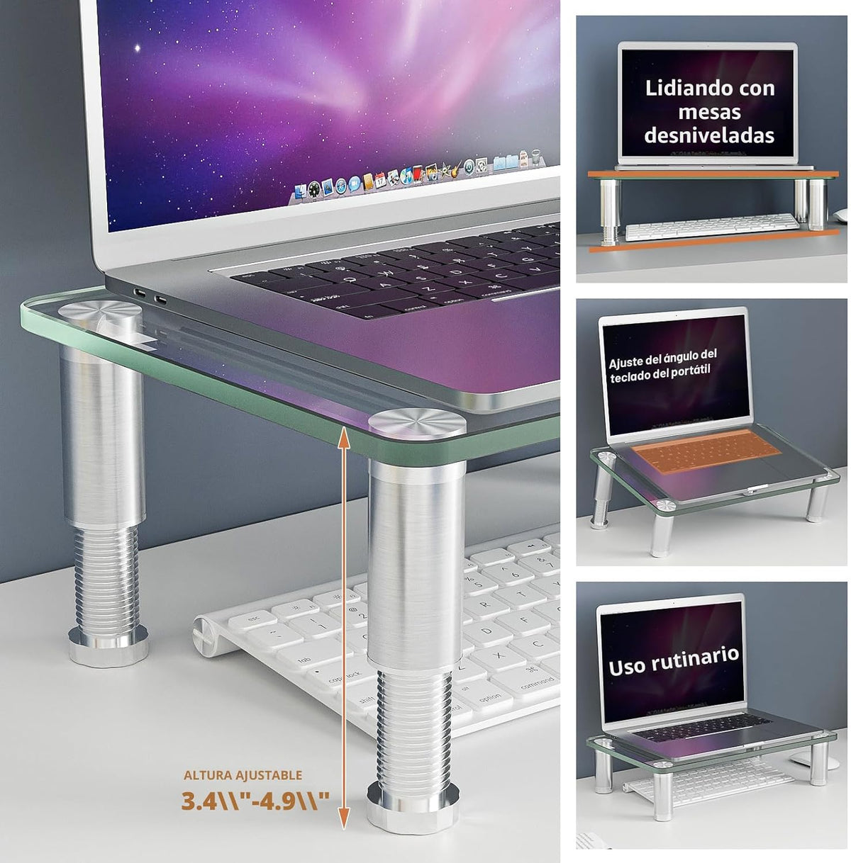 Hemudu Paquete de 2 elevadores para monitor de computadora con soporte de escritorio multimedia de altura ajustable para pantalla plana LCD LED TV, portátil, portátil, Xbox One