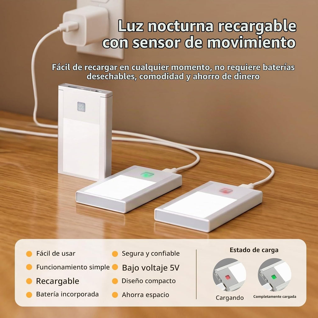 VST Paquete de 3 luces recargables para escaleras con sensor de movimiento