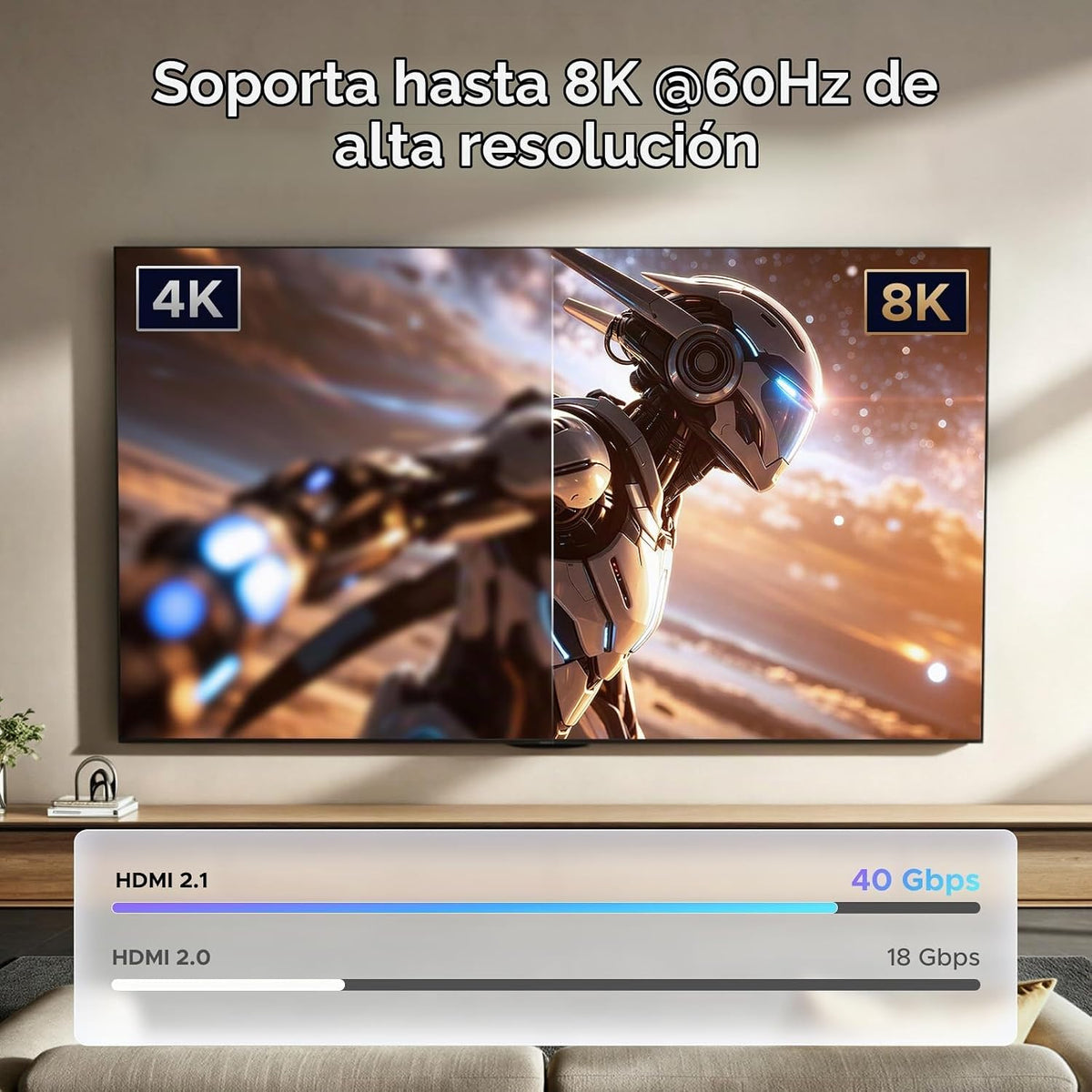 UGREEN 8K@60Hz HDMI 2.1 Switch 3 entradas 1 salida, con control remoto, VRR, 4K@240Hz