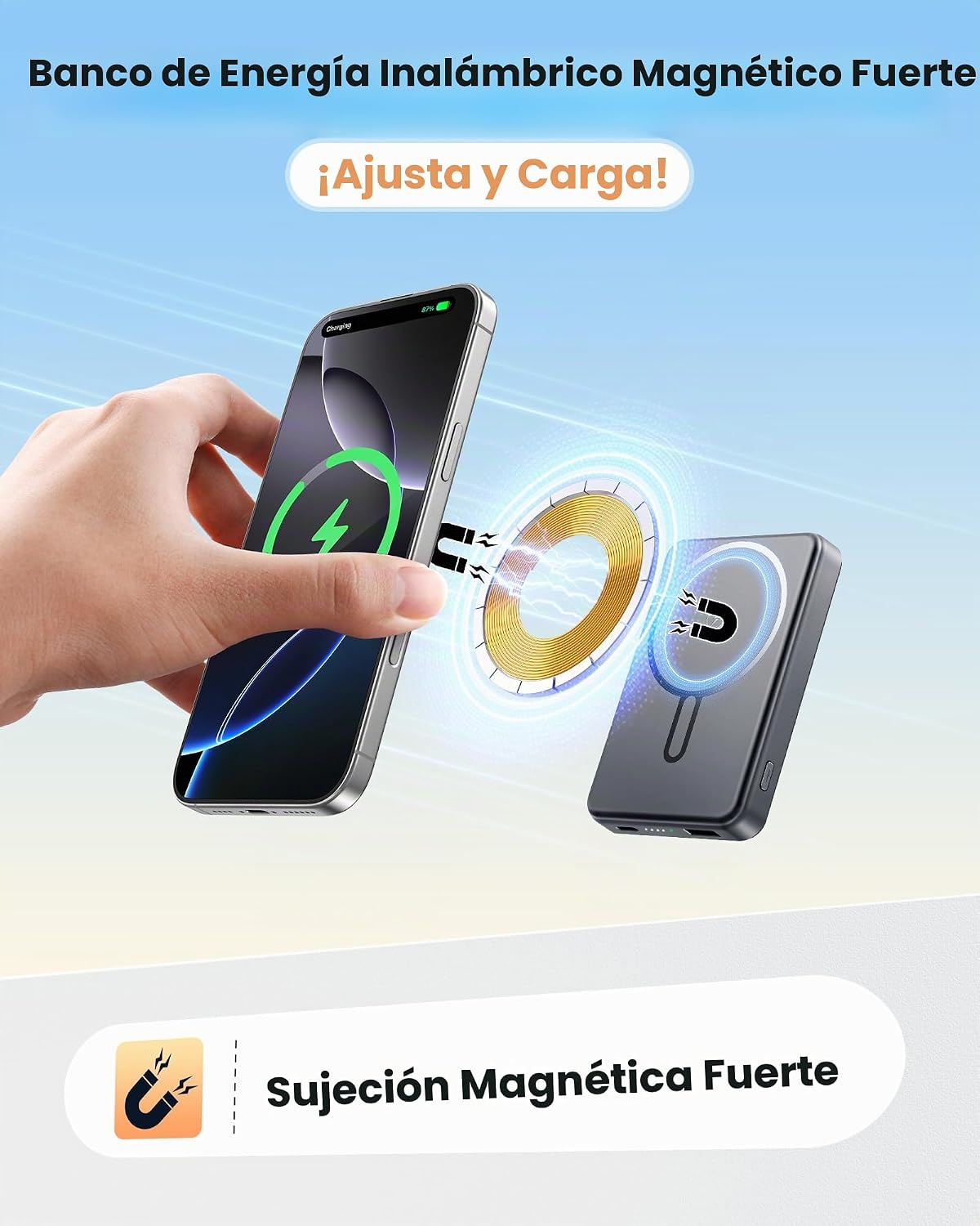 Cargador portátil de 12000 mAh, para Magsafe Bank Pack con carga rá...