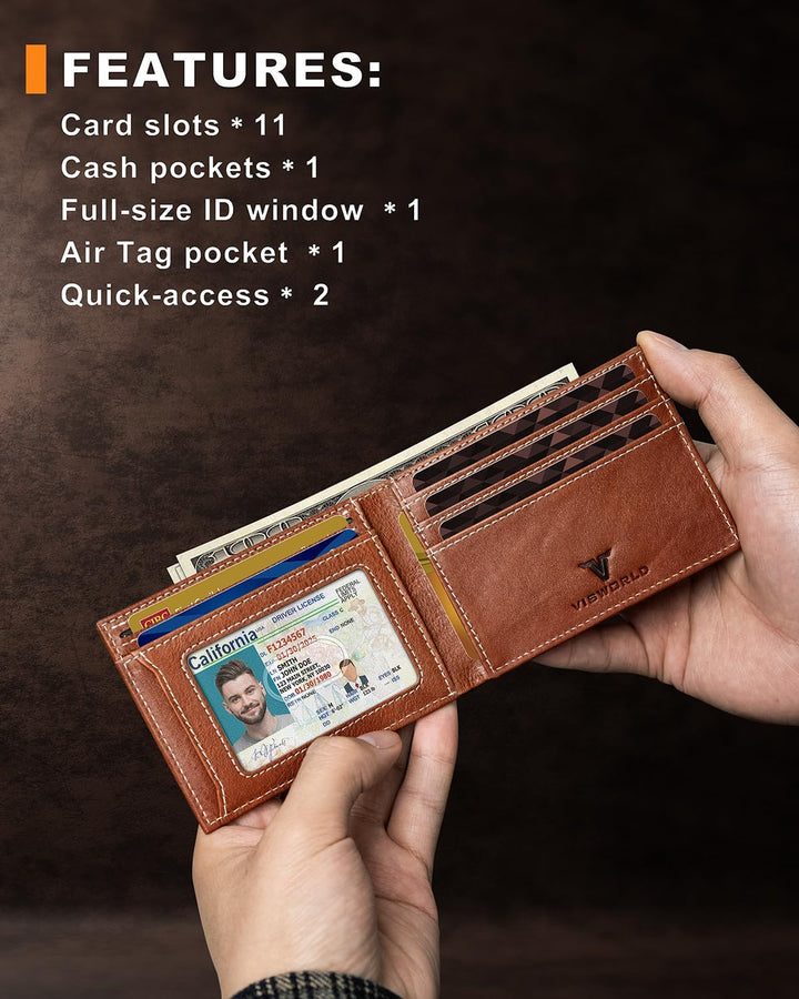 VISWORLD Billetera para hombre con soporte para Airtag, billetera p...