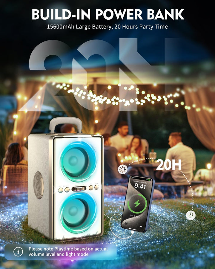 YIER Altavoz Bluetooth, altavoz de fiesta de pico de 240 W con grav...