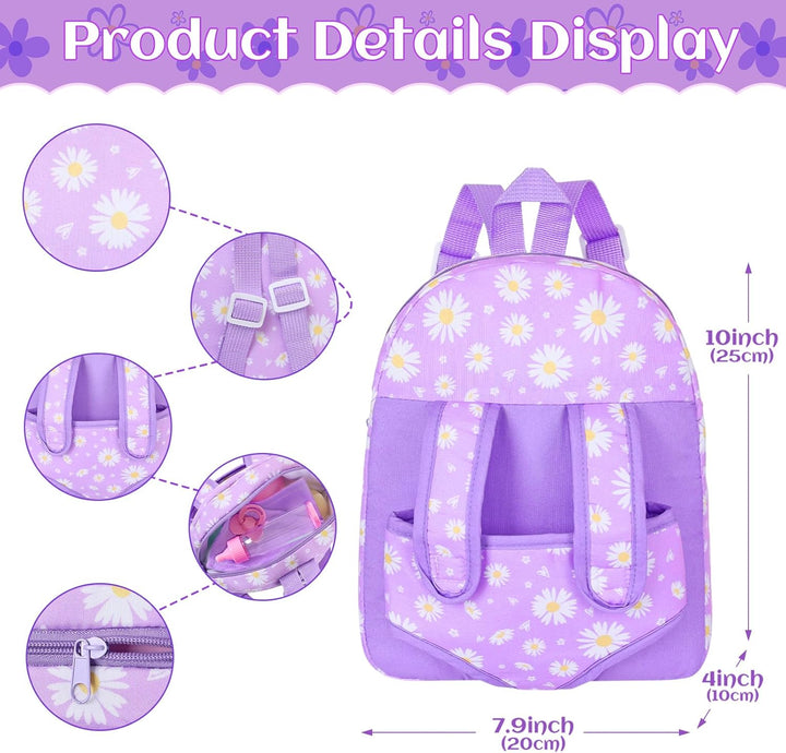 Muñeca de bebé de 12 pulgadas con patrón de flores con portabebés t...