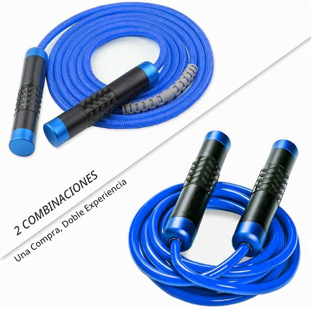 Redify Cuerda de saltar con peso para entrenamiento físico (1 libra), rodamiento de bolas sin enredos, cuerda de saltar de velocidad rápida para boxeo MMA, pérdida de peso, mango de aluminio, longitud