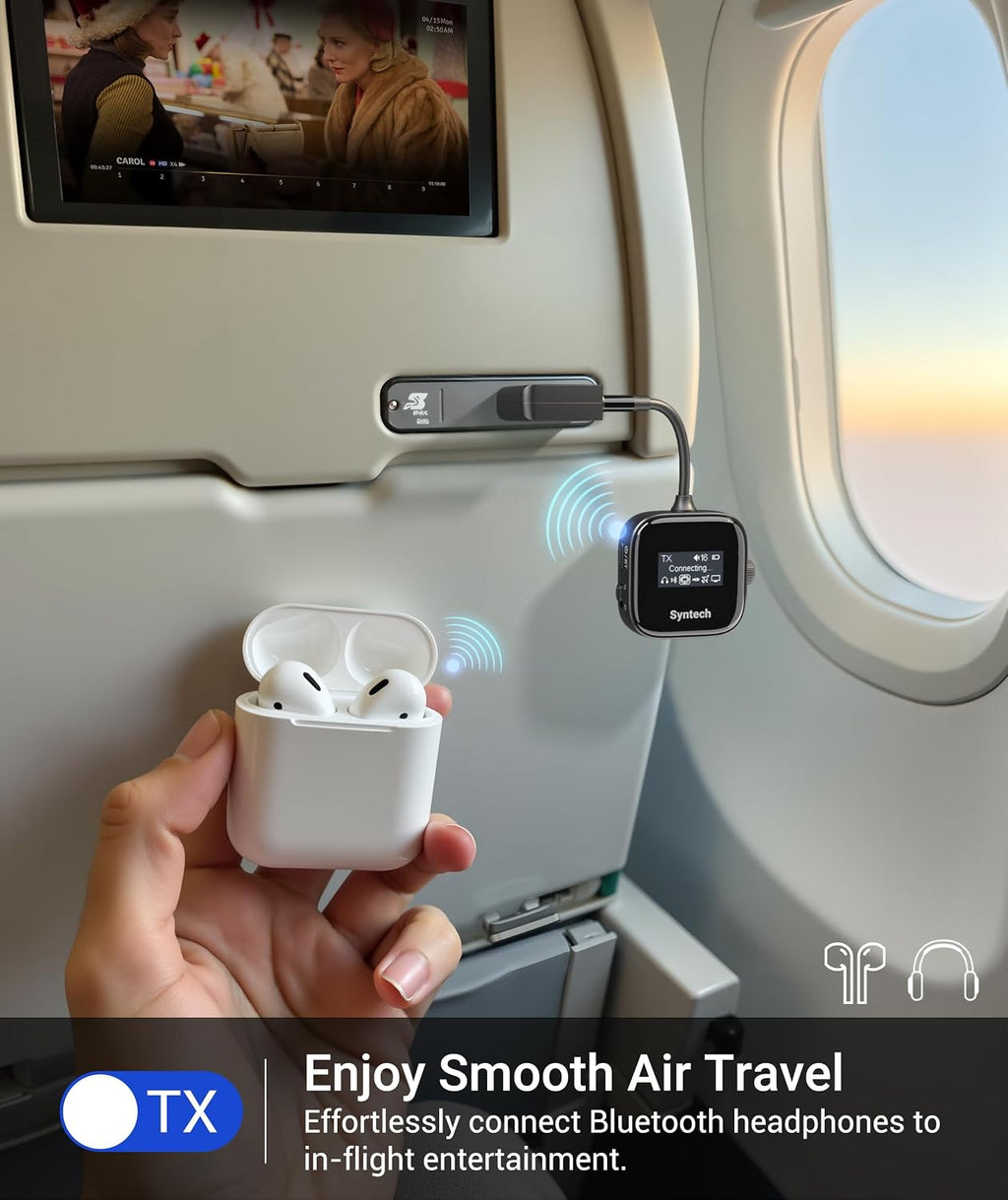 Transmisor y receptor Bluetooth 6.0 Syntech para avión, adaptador AUX 3.5 mm