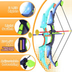 Kmuxilal Set de Arco y Flecha para Niños 2 Pack con Luces LED, 14 Flechas con Ventosa y Diana de Pie Fluorescente - Juego de Tiro con Arco Perfecto para Interior y Exterior, Juguete Regalo para Niños de 4 5 6 7 8-12 Años
