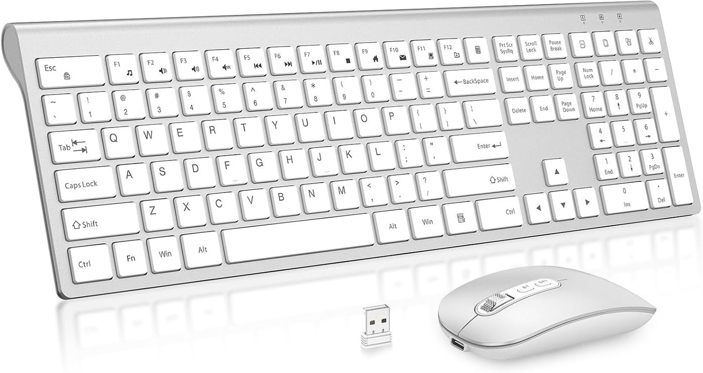 Combo de teclado y mouse inalámbricos recargables, juego de teclado...