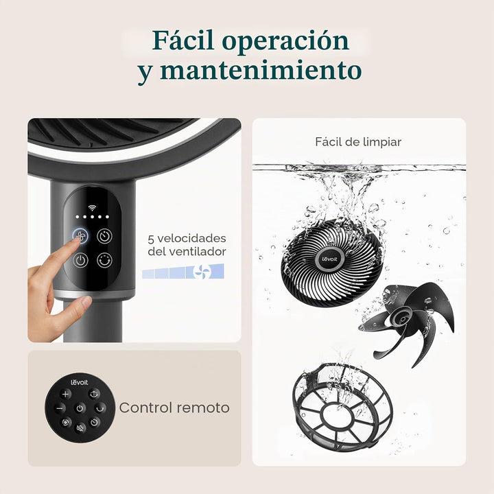 LEVOIT Ventilador de pie para dormitorio, ventilador de pedestal os...