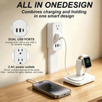 Extensor de tomacorriente: cuenta con USB-A, USB-C y 2 salidas de CA, se extiende de 17.5 a 29.1 pulgadas, gira 360° de acceso de difícil acceso, enchufes de pared, mesas de noche, sofás, escritorios
