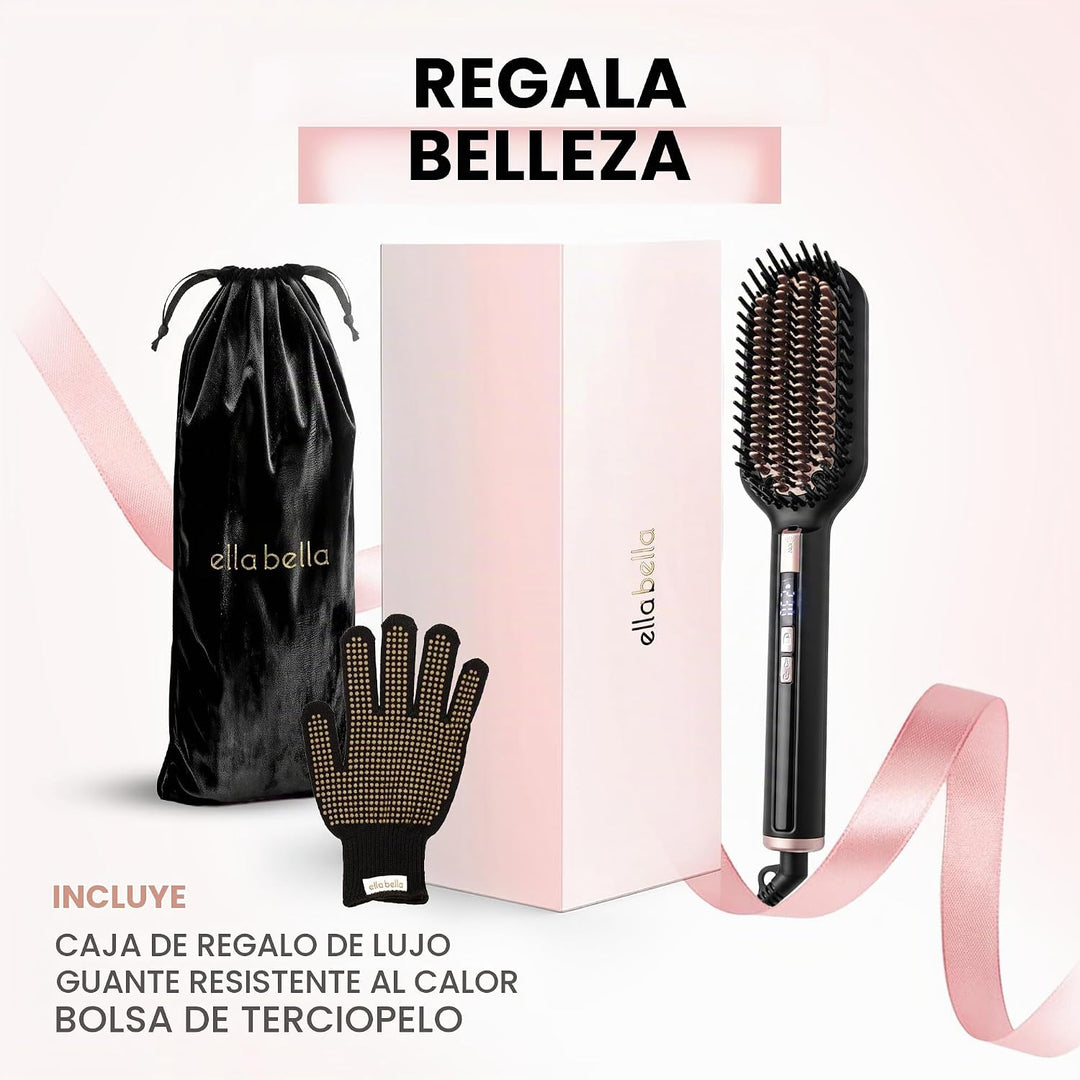 ELLA BELLA® Cepillo alisador de cabello, peine alisador térmico | S...