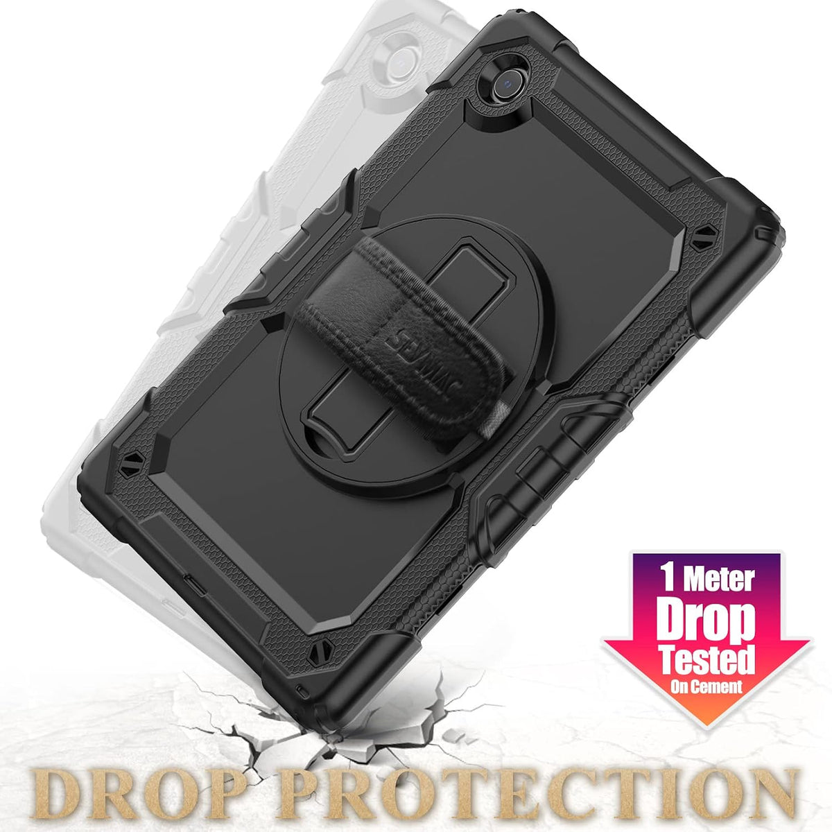 SEYMAC stock Funda para Samsung Galaxy Tab A11+ Plus/A9+ Plus de 11 pulgadas, funda de protección contra caídas de cuerpo completo con protector de pantalla portalápices [correa de mano giratoria de