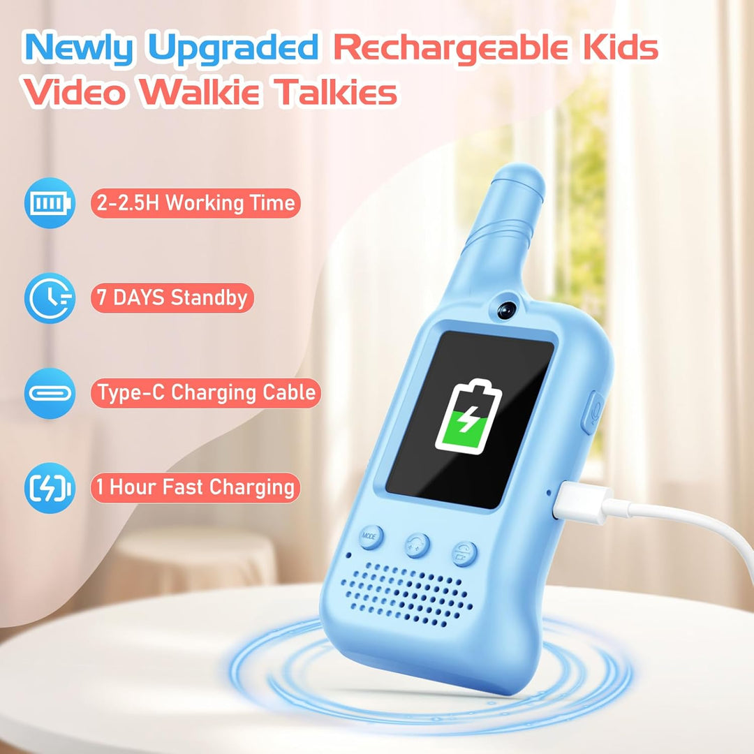 Paquete de 2 walkie talkies de video para niños, Walkie Talkies rec...