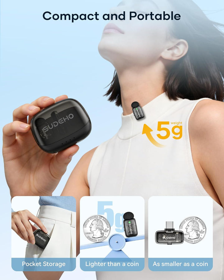 Mini micrófonos inalámbricos Lavalier para iPhone iPad Android con...