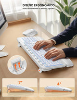 SABLUTE Combo de teclado y mouse inalámbricos, onda ergonómica con...