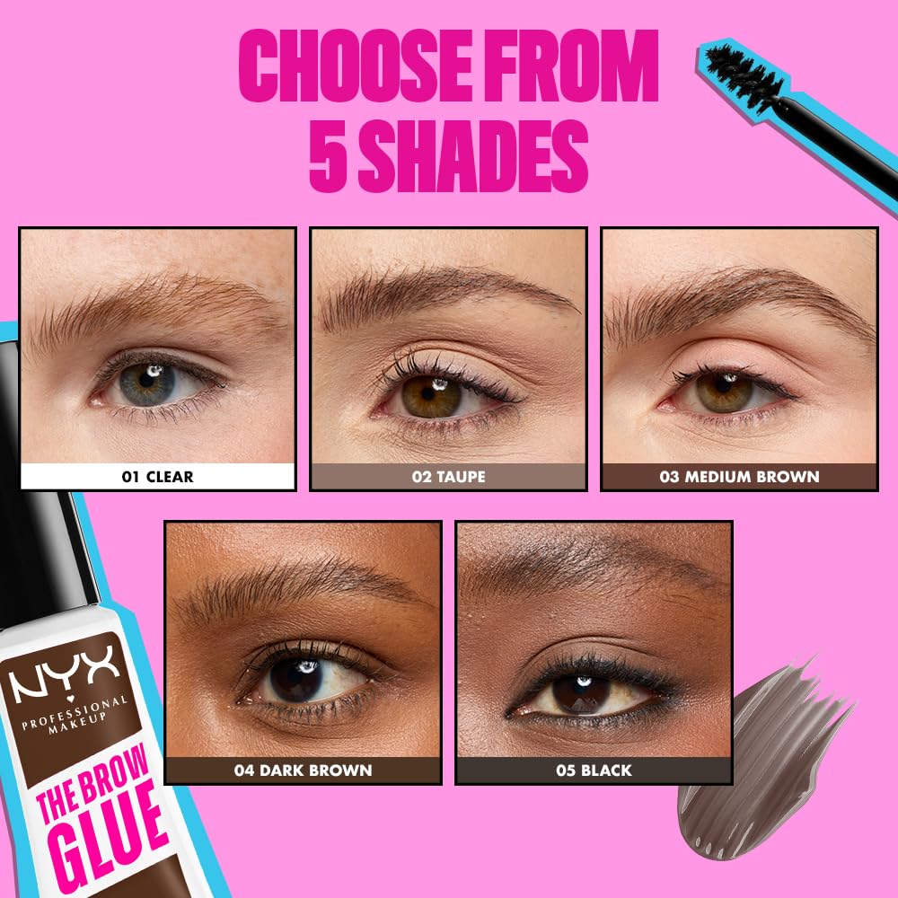 NYX PROFESSIONAL MAKEUP Paquete de pegamento para cejas, gel transp...