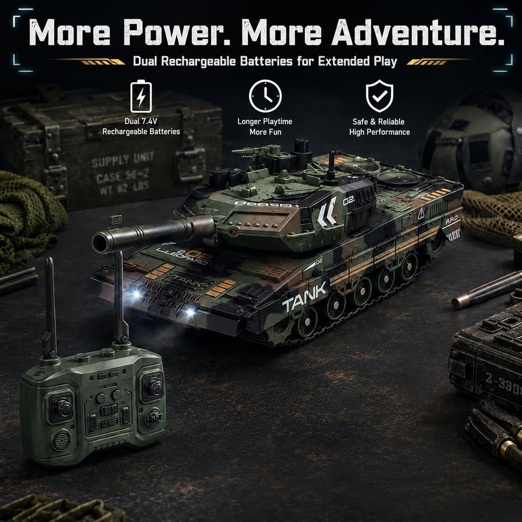1:24 RC Tank-2.4G Tanque militar con control remoto que dispara BBS con torreta giratoria de 360°, demostración automática, sonido, luz y humo, vehículo militar de escalada todo terreno, juguete de juguete para niños de 8 a 12 años