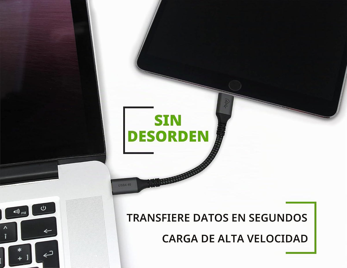 Cable USB4 extra corto de 6 pulgadas, 40 Gbps, soporta carga de 100 W (20 V, 5 A), compatible con Thunderbolt 3 y USB-C (paquete de 2)