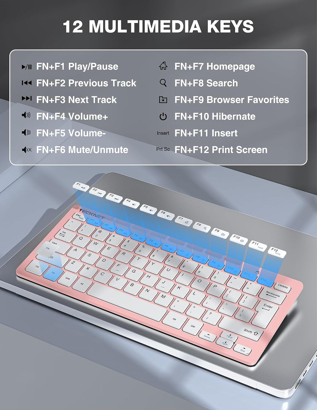 TECKNET Combo de teclado y ratón inalámbricos, mini conjunto de tec...