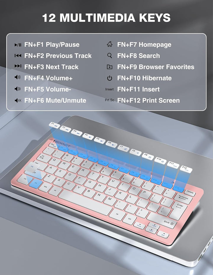 TECKNET Combo de teclado y ratón inalámbricos, mini conjunto de tec...