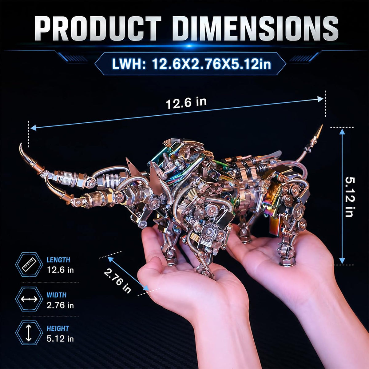 Rompecabezas de metal 3D para adultos, kits de modelo de bisonte, rompecabezas de metal 3D, toros mecánicos, bloques de construcción, montaje difícil de bricolaje, regalos de alta gama para hombres