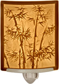 Luz nocturna de bambú, litofán de porcelana, enchufe decorativo de pared para cocina, baño, pasillo, guardería, luz de acento temática asiática