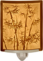 Luz nocturna de bambú, litofán de porcelana, enchufe decorativo de pared para cocina, baño, pasillo, guardería, luz de acento temática asiática