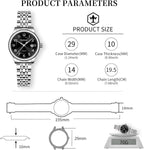 Reloj de Mujer Elegante Impermeable con Fecha Números Árabes Grandes Analógico Cuarzo Bicolor Acero Inoxidable Reloj de Muñeca Pequeña