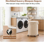 Cesta de lavandería de gran capacidad de 150 litros con ruedas, cesta de ropa y bolsa extraíble para el hogar, lavandería, dormitorio, baño, apartamento, dormitorio