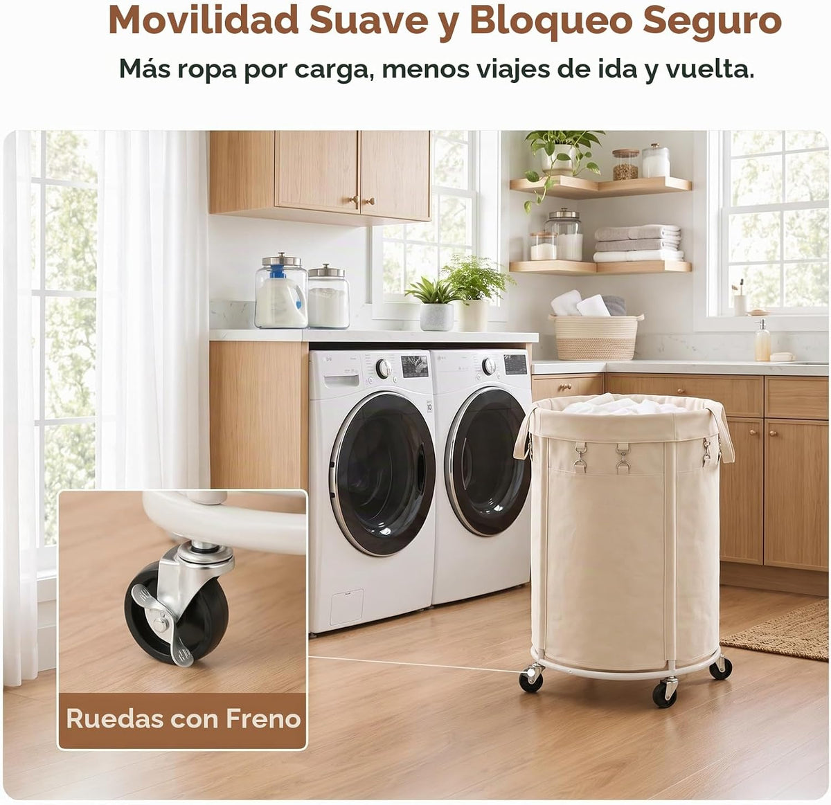 Cesta de lavandería de gran capacidad de 150 litros con ruedas, cesta de ropa y bolsa extraíble para el hogar, lavandería, dormitorio, baño, apartamento, dormitorio