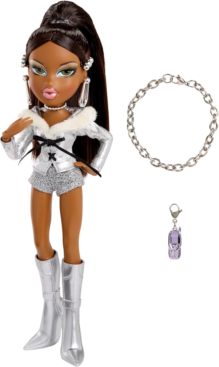 Bratz Charmz Sasha Muñeca de moda con pulsera de encantos coleccion...