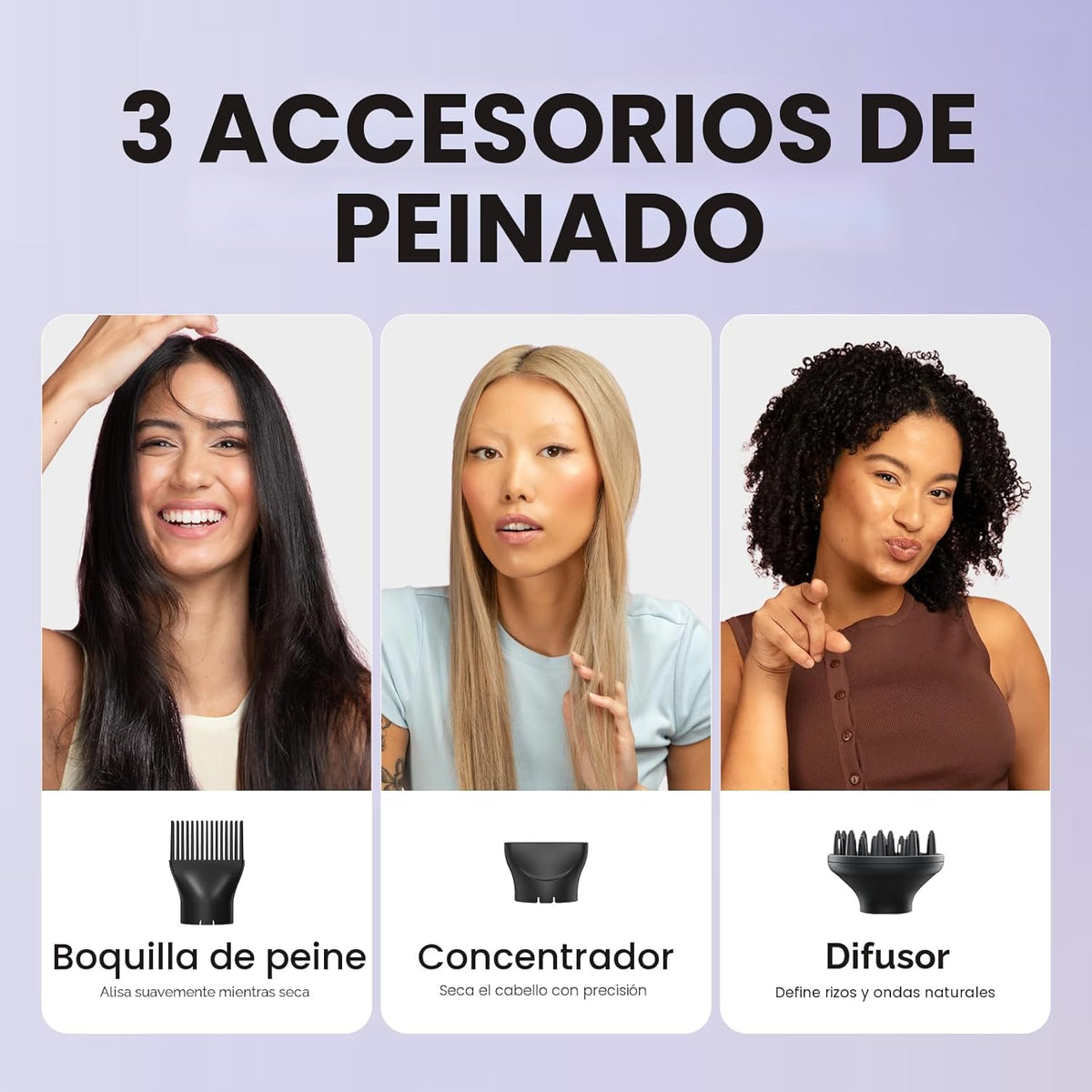 Secador de pelo Wavytalk con difusor, secador iónico Blown Away par...
