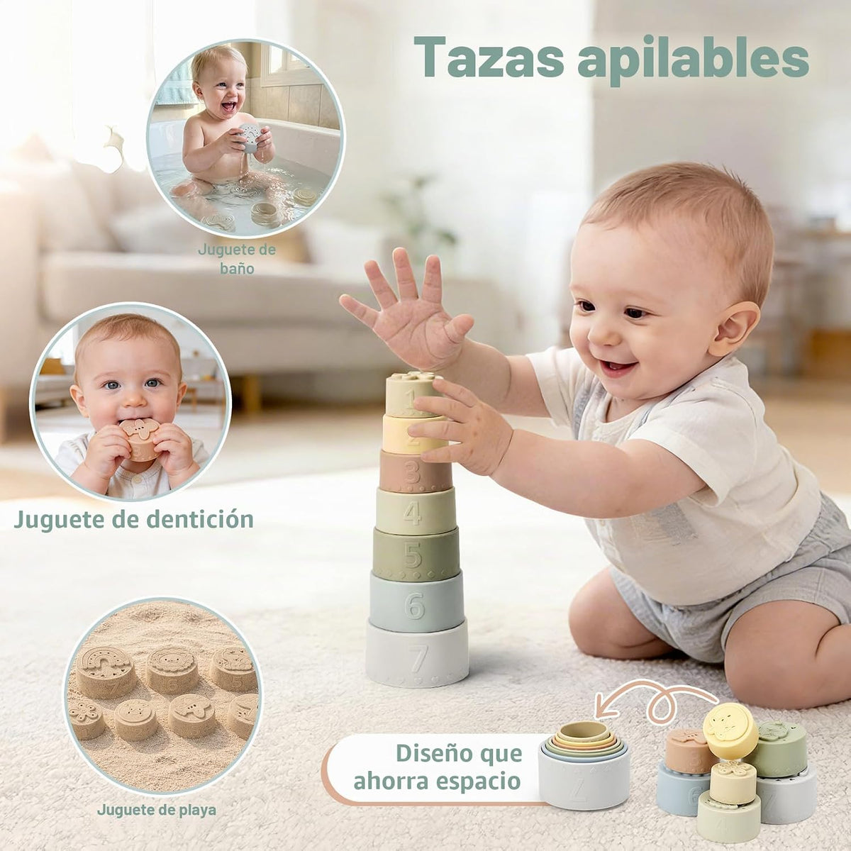 Juguetes para bebés de 6 a 12 meses,Juguetes Montessori para bebés,Apilando