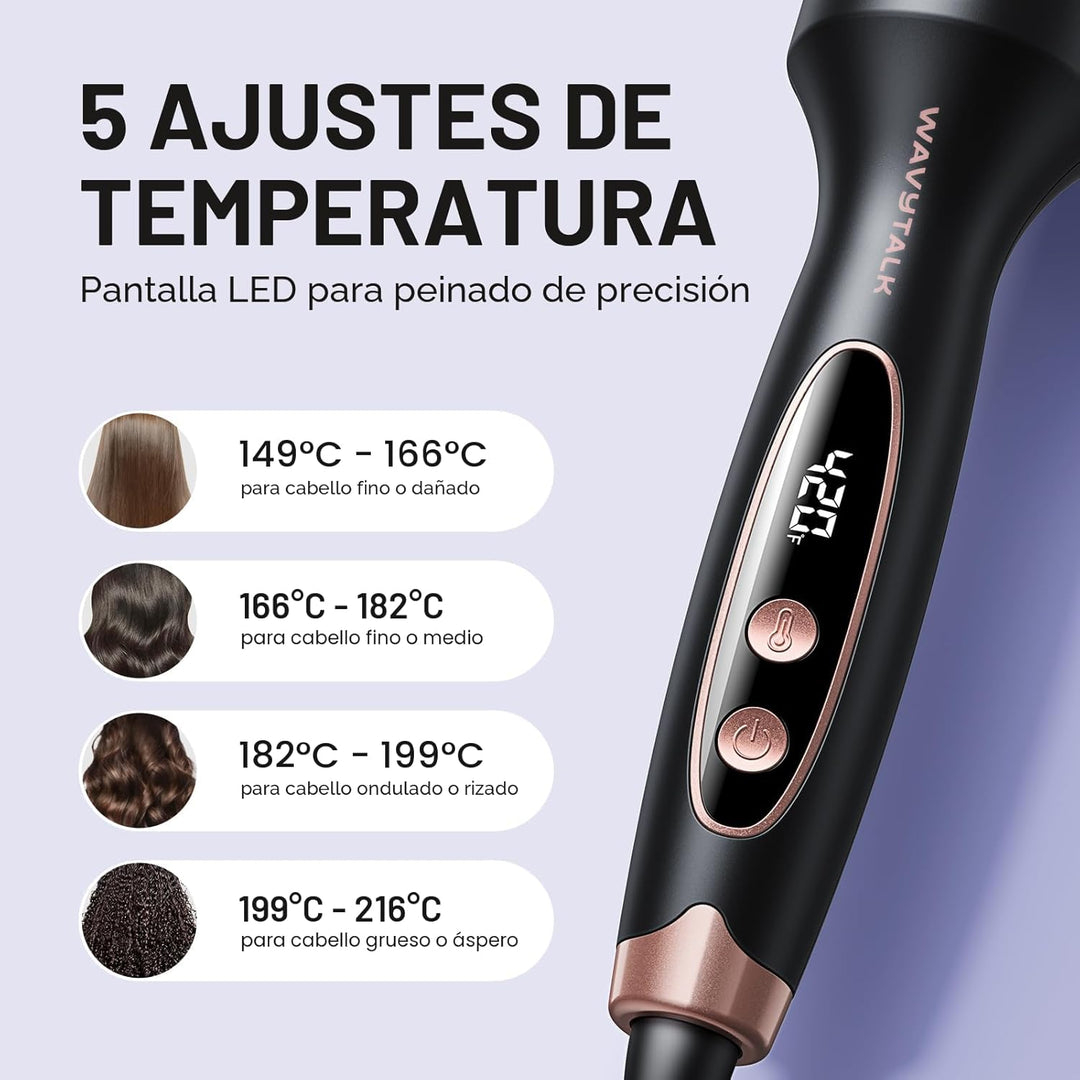 Wavytalk Cepillo Térmico, Blowout Boost Cepillo Redondo Calentado d...
