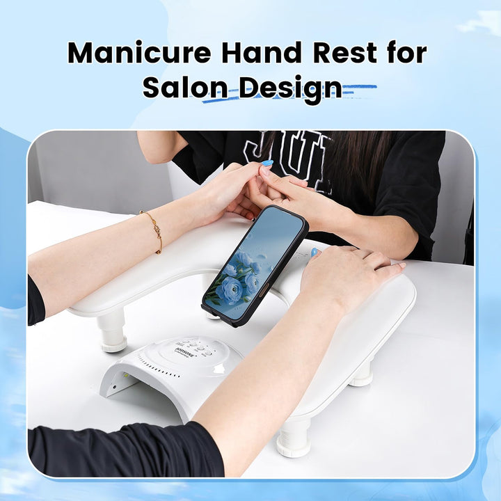 JODSONE Reposabrazos de manicura blanca en forma de U para uñas con...