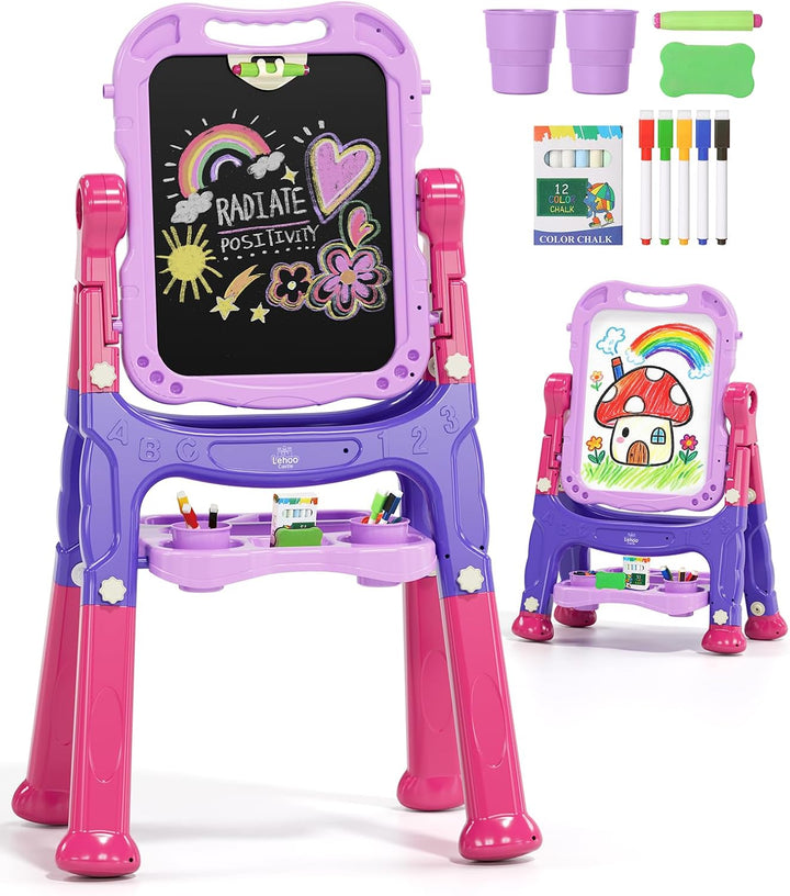 Lehoo Castle Caballete para niños, caballete de arte 4 en 1 de dobl...