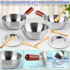 Juboury Wooden Play Food Sets para Kid Kitchen con Stainless Steel Cookware