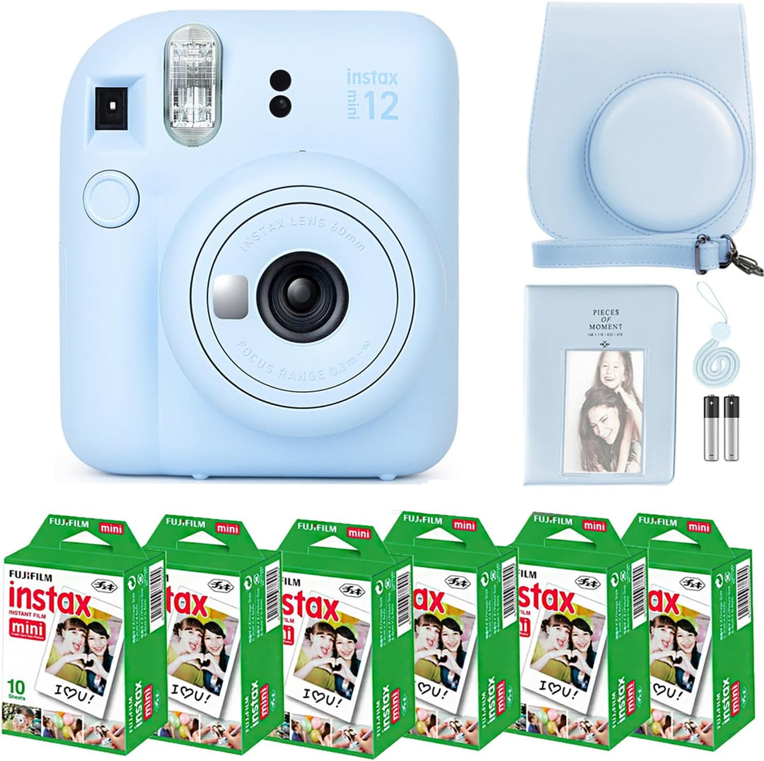 Cámara instantánea Fujifilm Instax Mini 12 color azul pastel y paqu...