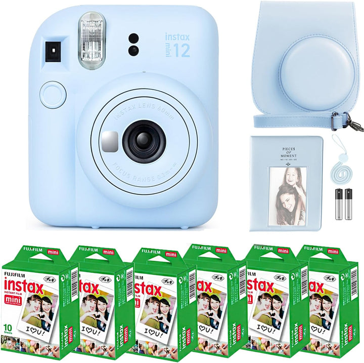 Cámara instantánea Fujifilm Instax Mini 12 color azul pastel y paqu...