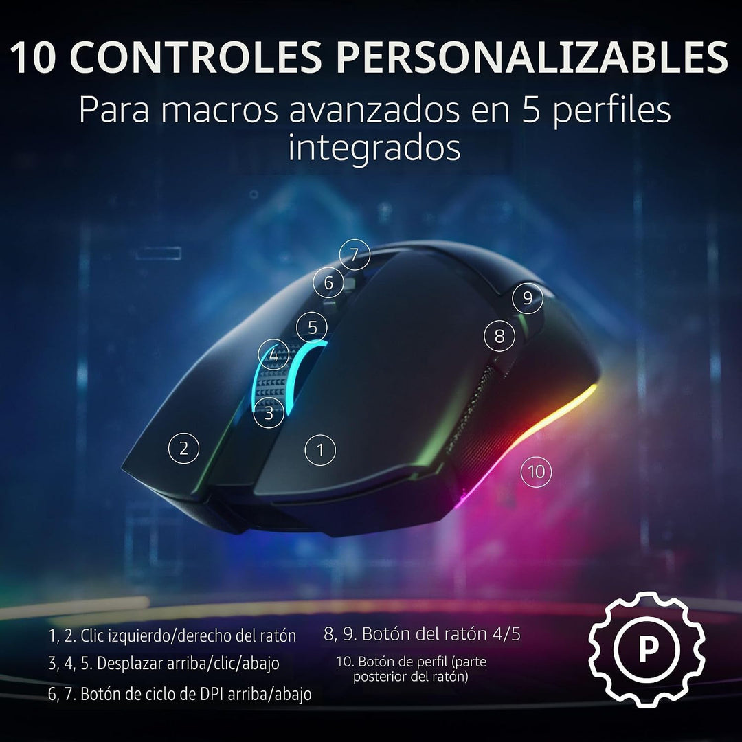 Razer Cobra Pro - Mouse inalámbrico para juegos: 10 controles perso...