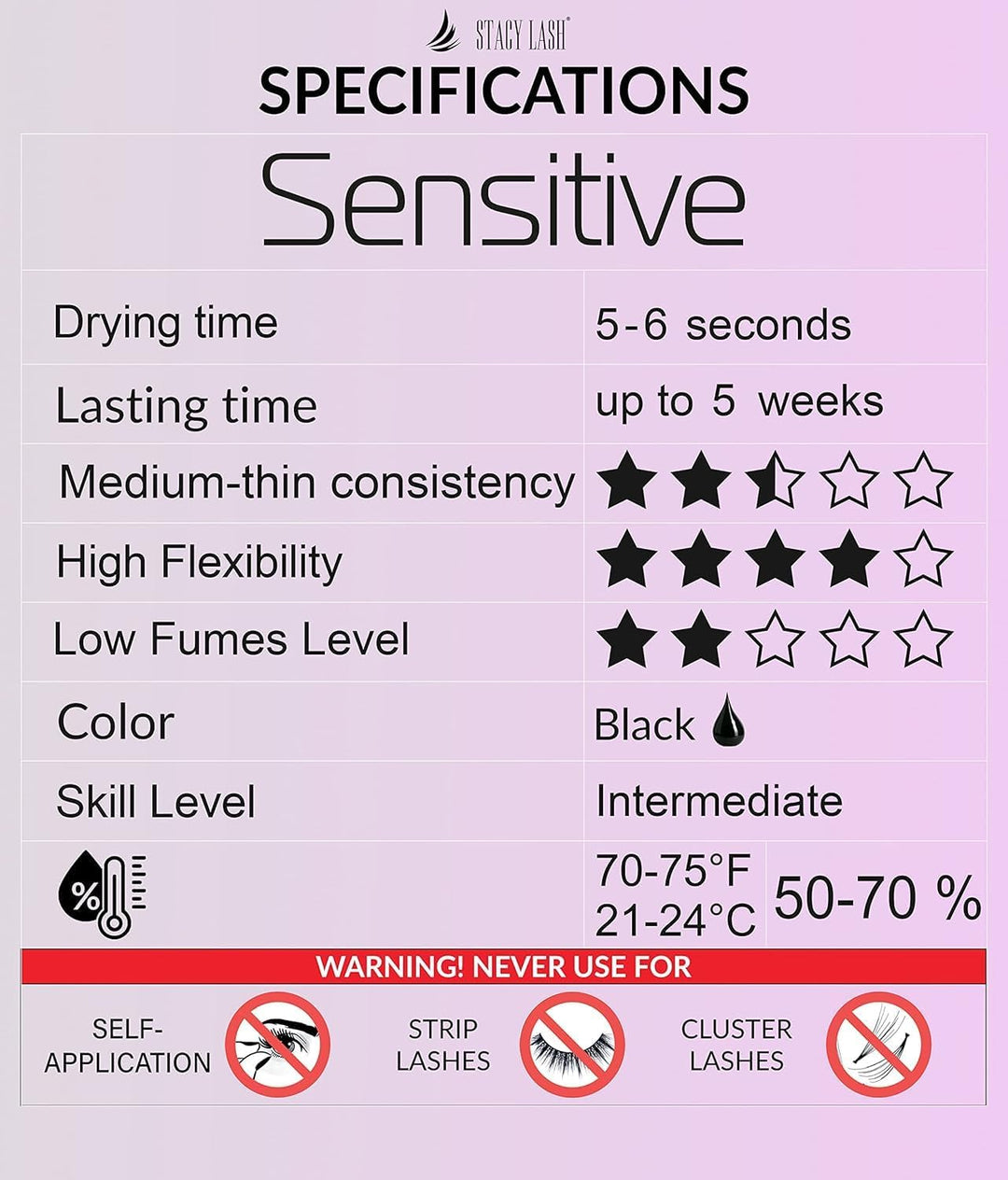 STACY LASH - Pegamento sensible para extensiones de pestañas 10 ml...